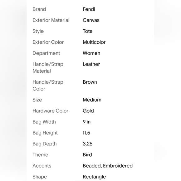 Rare Vintage Fendi One of a Kind Brown Beaded Embroidered Bird Canvas Bag Tote. - Picture 14 of 16